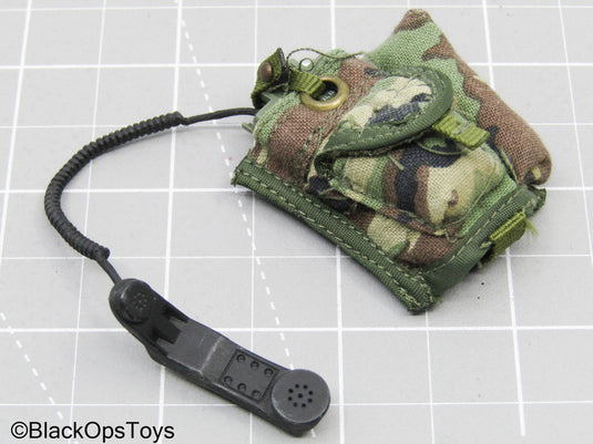 Black Radio Set/Woodland Camo Pouch
