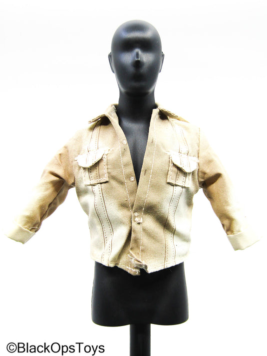 Indiana Jones - Tan Sweat Stained Button-Up Shirt w/Hole Slot