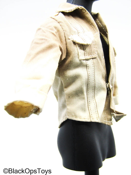 Indiana Jones - Tan Sweat Stained Button-Up Shirt w/Hole Slot