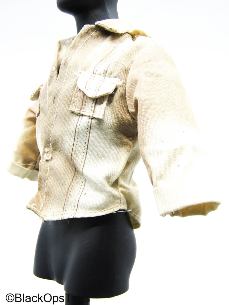 Load image into Gallery viewer, Indiana Jones - Tan Sweat Stained Button-Up Shirt w/Hole Slot
