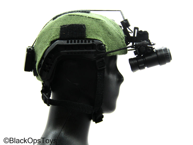 Load image into Gallery viewer, Custom Mich 2001 Helmet w/Green Cover &amp; NVG
