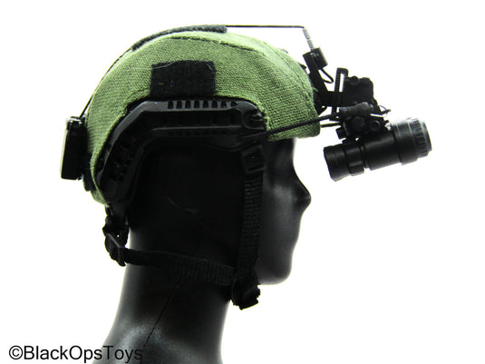 Custom Mich 2001 Helmet w/Green Cover & NVG