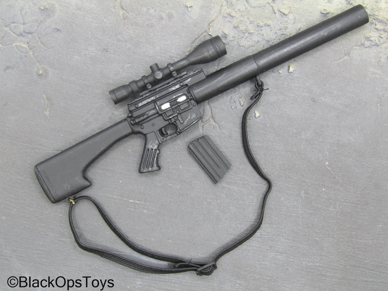 Load image into Gallery viewer, Weathered SR-25 Rifle w/Integrated Suppressor

