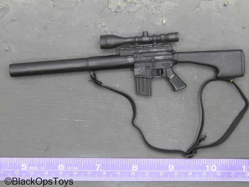 Load image into Gallery viewer, Weathered SR-25 Rifle w/Integrated Suppressor
