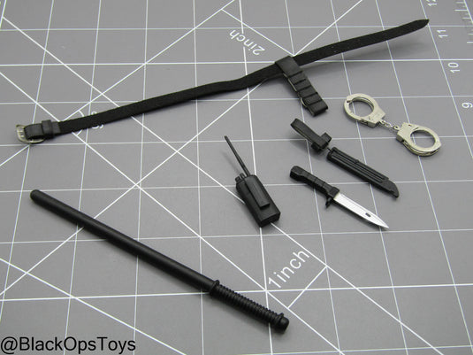 OSN Saturn Police - Leather Like Belt w/Baton & Handcuffs Set