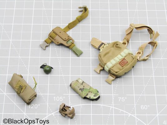 Tan Drop Leg Holster w/Pouch Set & Grenade