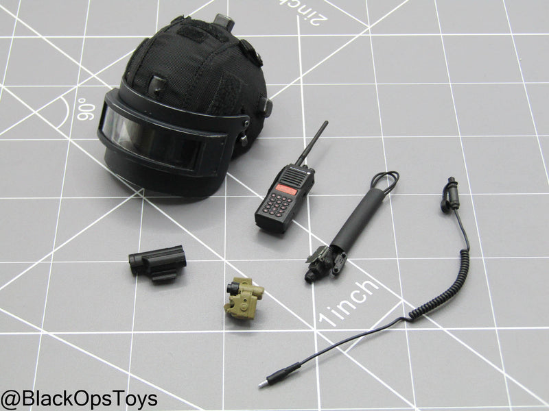Load image into Gallery viewer, Russian Spetsnaz MVD SOBR - Black Riot Helmet w/Face Shield
