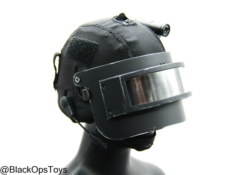 Load image into Gallery viewer, Russian Spetsnaz MVD SOBR - Black Riot Helmet w/Face Shield
