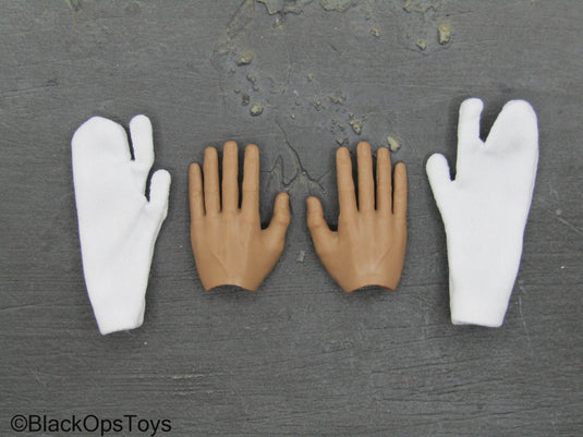 Male Hands w/White Cold Weather Mittens