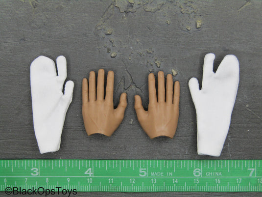 Male Hands w/White Cold Weather Mittens