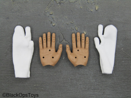 Male Hands w/White Cold Weather Mittens