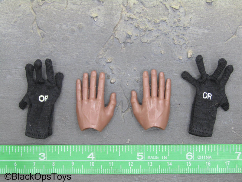 Load image into Gallery viewer, African American Bendy Hands w/Black Outdoor Research Gloves
