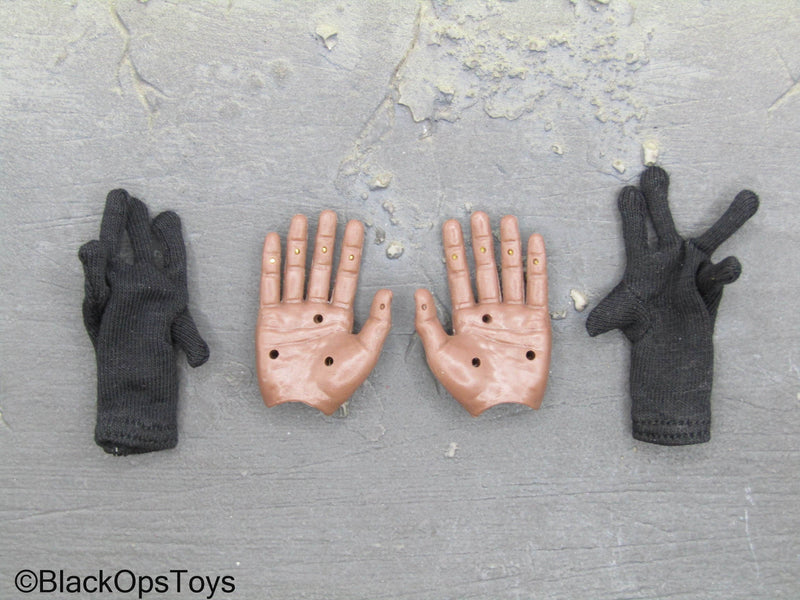 Load image into Gallery viewer, African American Bendy Hands w/Black Outdoor Research Gloves
