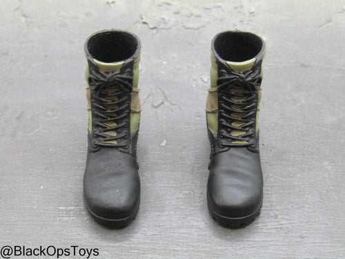 Vietnam Era Female - OD Green & Black Female Combat Boots (Peg Type)