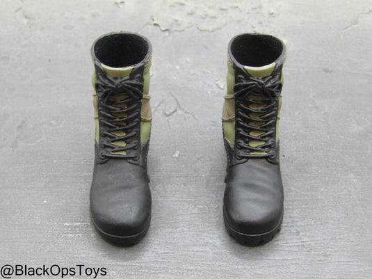 Vietnam Era Female - OD Green & Black Female Combat Boots (Peg Type)