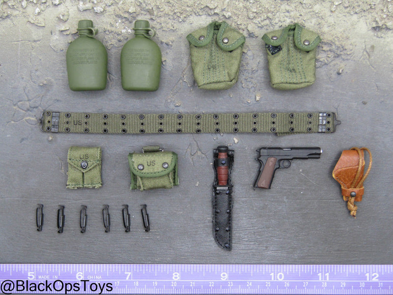 Load image into Gallery viewer, Vietnam Era Female - OD Green Female Rivet Battle Belt w/Pouch &amp; Gear Set
