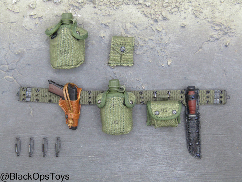 Load image into Gallery viewer, Vietnam Era Female - OD Green Female Rivet Battle Belt w/Pouch &amp; Gear Set
