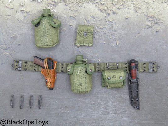 Vietnam Era Female - OD Green Female Rivet Battle Belt w/Pouch & Gear Set