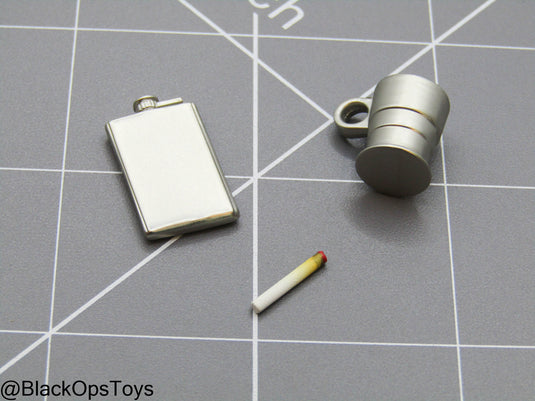 Doc Holliday - Metal Flask & Cup w/Cigarette