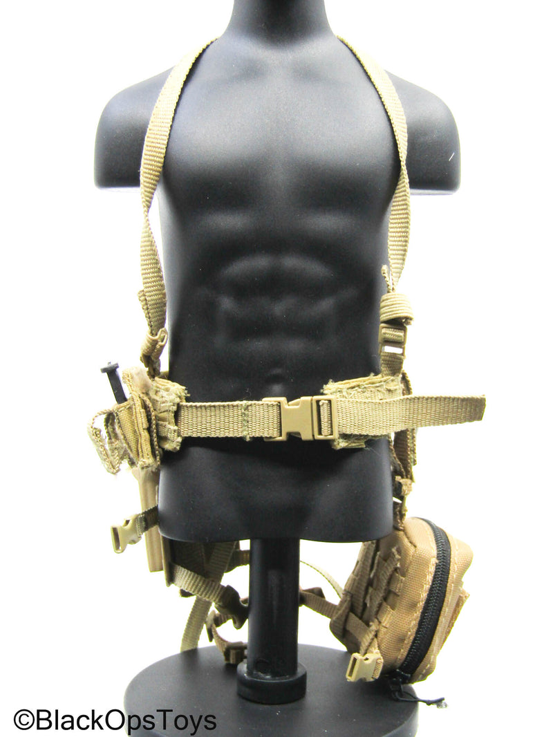 Load image into Gallery viewer, Tan MOLLE Belt w/Pistol, Holster, &amp; Pouch Set (Soldier Story)
