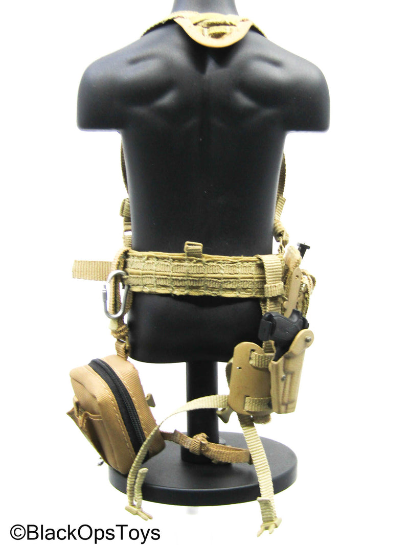 Load image into Gallery viewer, Tan MOLLE Belt w/Pistol, Holster, &amp; Pouch Set (Soldier Story)
