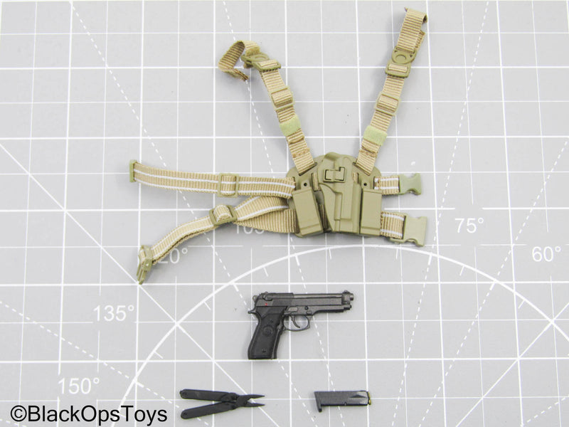 Load image into Gallery viewer, Black Pistol w/Tan Drop Leg Holster &amp; Pliers (Soldier Story)
