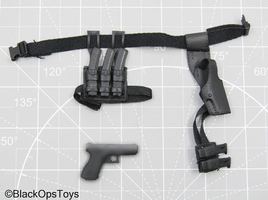 Black Pistol w/Drop Leg Holster & Mag Set