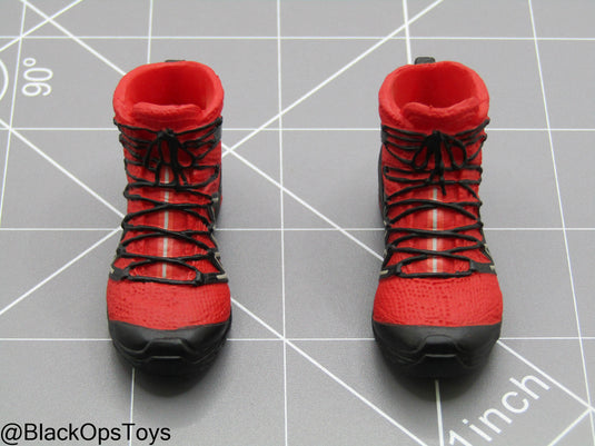 Zombie Hunter - Black & Red Combat Boots (Peg Type)