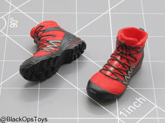 Zombie Hunter - Black & Red Combat Boots (Peg Type)