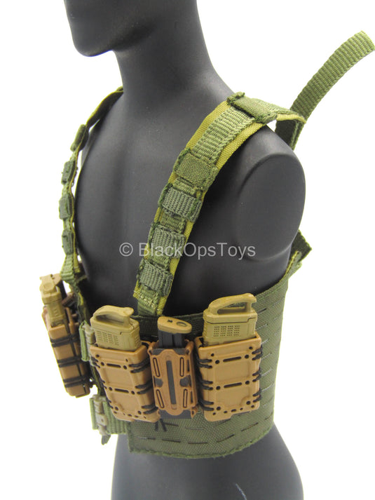 Green MOLLE Tactical Chest Rig w/5.56 NATO Mags & Holsters