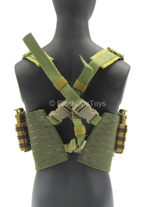 Green MOLLE Tactical Chest Rig w/5.56 NATO Mags & Holsters