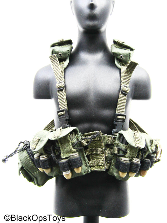 OD Green MOLLE Chest Rig w/40mm Grenade Rounds, Mag, & Pouch Set