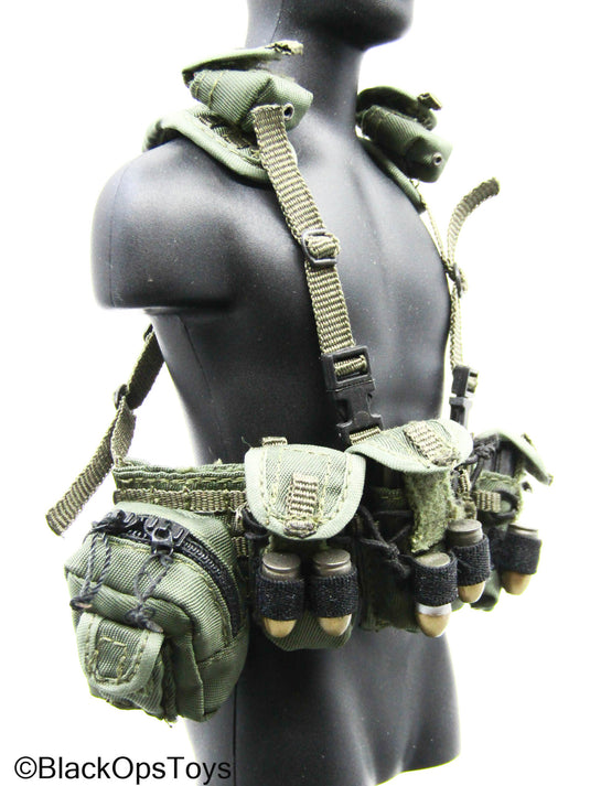 OD Green MOLLE Chest Rig w/40mm Grenade Rounds, Mag, & Pouch Set