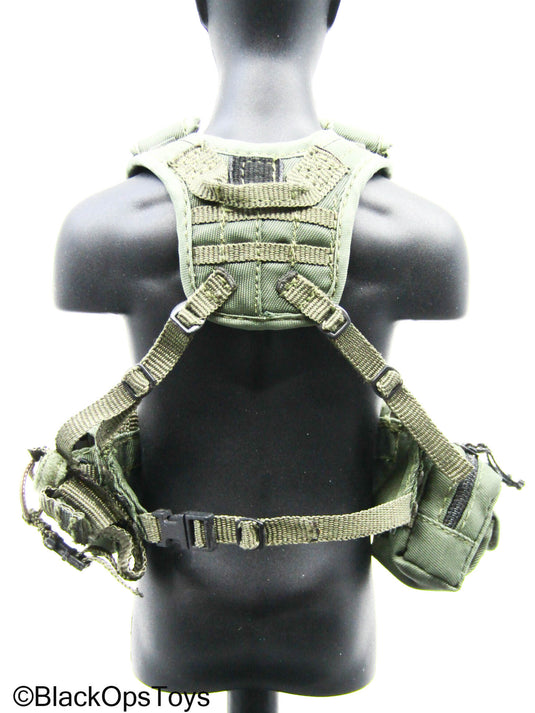 OD Green MOLLE Chest Rig w/40mm Grenade Rounds, Mag, & Pouch Set