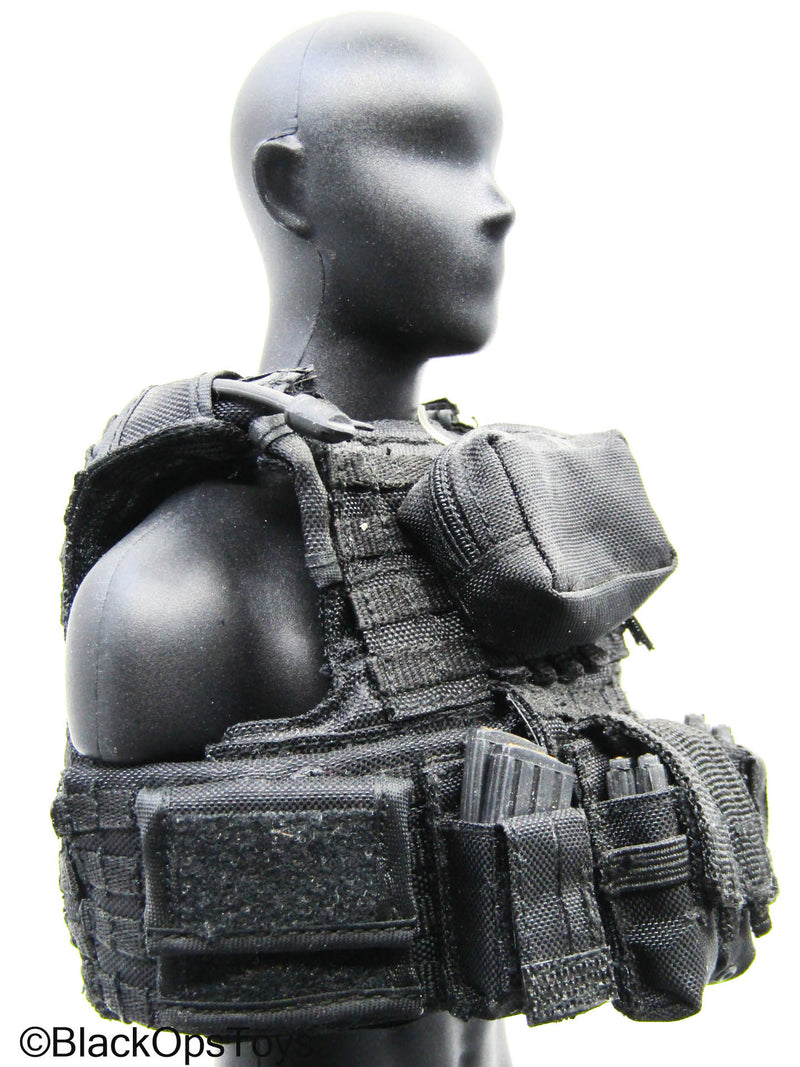 Load image into Gallery viewer, Black MOLLE Plate Carrier Vest w/Accessories (Soldier Story)
