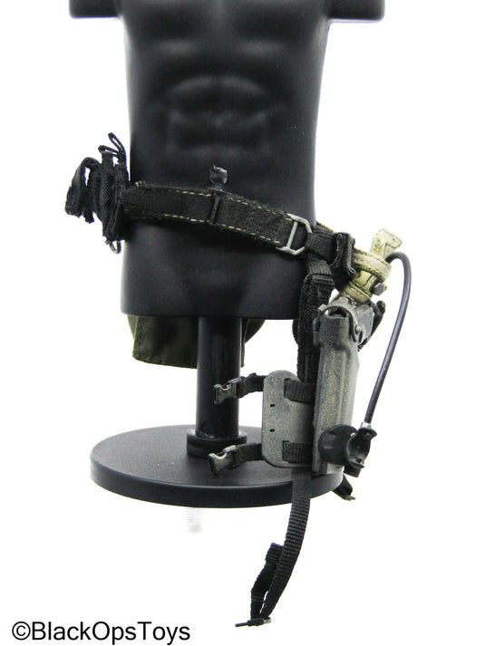 Black M1911 Pistol w/Left Handed Drop Leg Holster & Belt Set