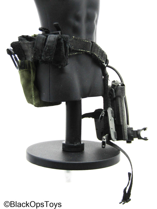 Black M1911 Pistol w/Left Handed Drop Leg Holster & Belt Set