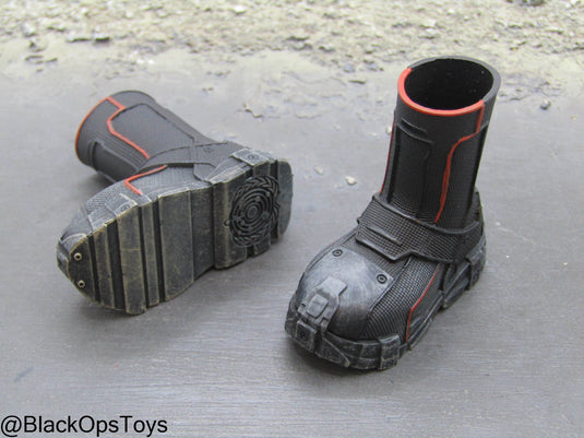 Black & Orange EXO-Suit Combat Boots (Peg Type)