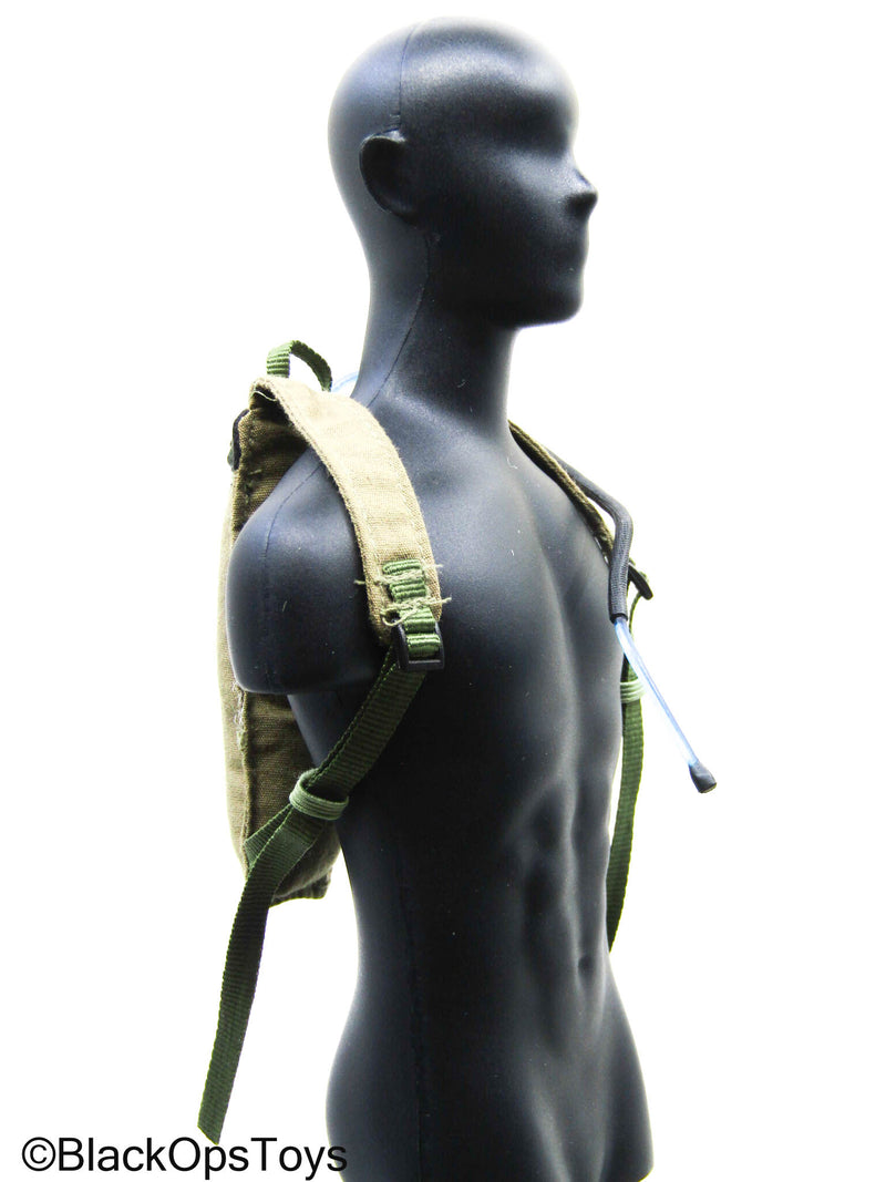 Load image into Gallery viewer, Olive Green Hydration Pack w/Drinking Tube
