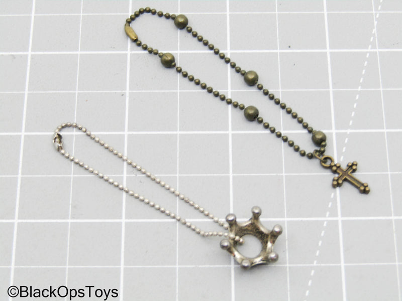 Load image into Gallery viewer, Crown &amp; Cross Necklace Set
