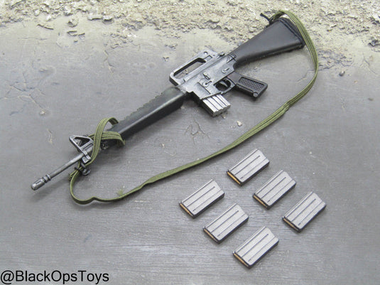 Vietnam Era M16 Rifle w/Sling & Magazines (x6)