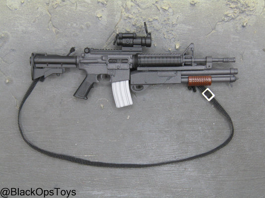 Black M4 Rifle w/Underbarrel Shotgun, Scope, & Sling
