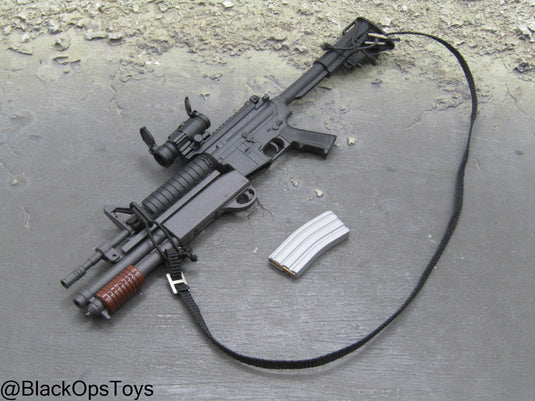 Black M4 Rifle w/Underbarrel Shotgun, Scope, & Sling