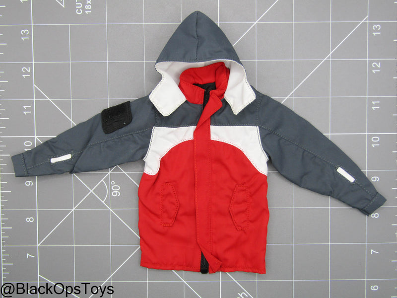 Load image into Gallery viewer, Grey, White, &amp; Red Wind Breaker Jacket
