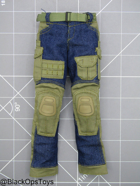 Blue & Green Combat Pants w/Belt