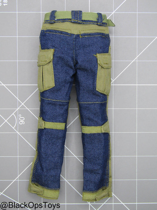 Blue & Green Combat Pants w/Belt