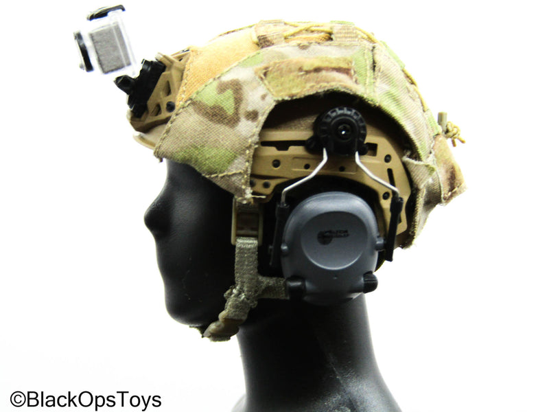 Load image into Gallery viewer, PMC Field RECCE - Tan Helmet w/Multicam Cover &amp; Camera
