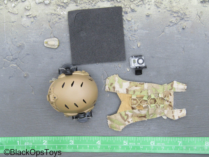 Load image into Gallery viewer, PMC Field RECCE - Tan Helmet w/Multicam Cover &amp; Camera
