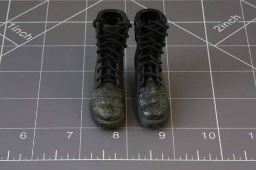 BAM 1/6 Hot Toys Black Altima Boots (Weathered) (Foot Type)