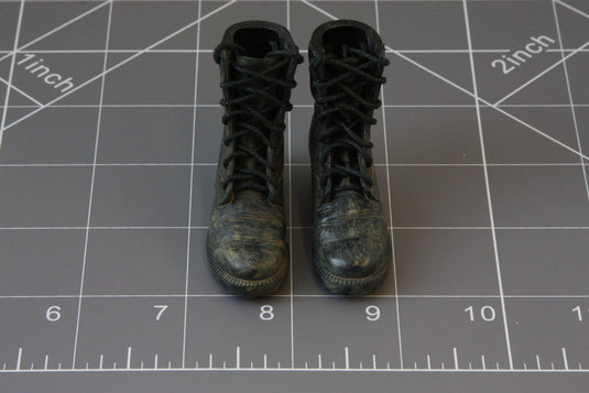 BAM 1/6 Hot Toys Black Altima Boots (Weathered) (Foot Type)